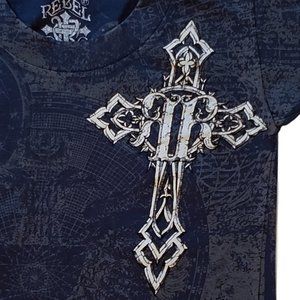 T-shirt Affliction Rebel Saint Homme - Style Motard Y2K, Logo Jailbird, 100% Coton, Tailles S à 5XL